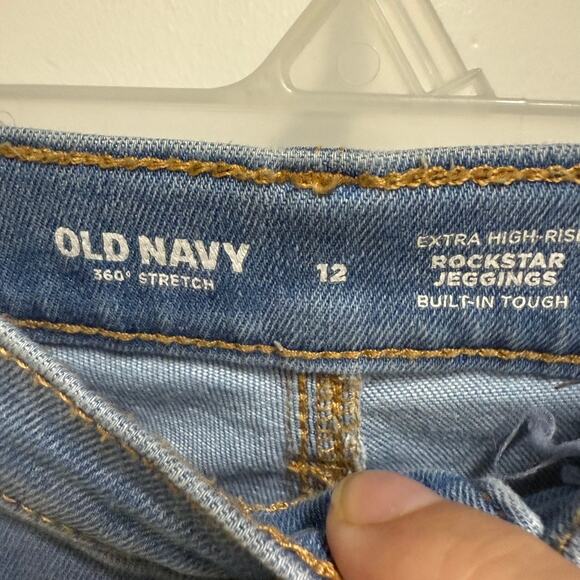 Old Navy Girls Jeans Extra High Rise Rockstar Jeggings Light Wash 12 360 Stretch - Picture 6 of 8